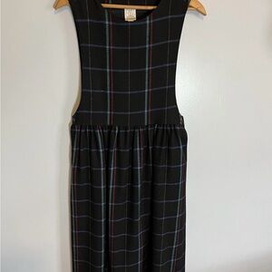 Vintage Drop Waist Plaid Wool Midi Sleeveless 6 Dress USA Academia Preppy 80/90s